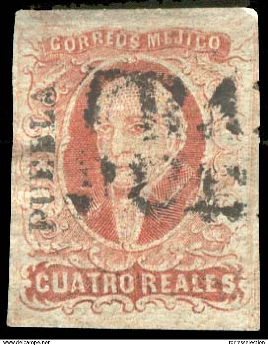 MEXICO. Sc.4º. 1850 4rs Red, Large Margins, Puebla Name + Franco/Puebla. VF. - México