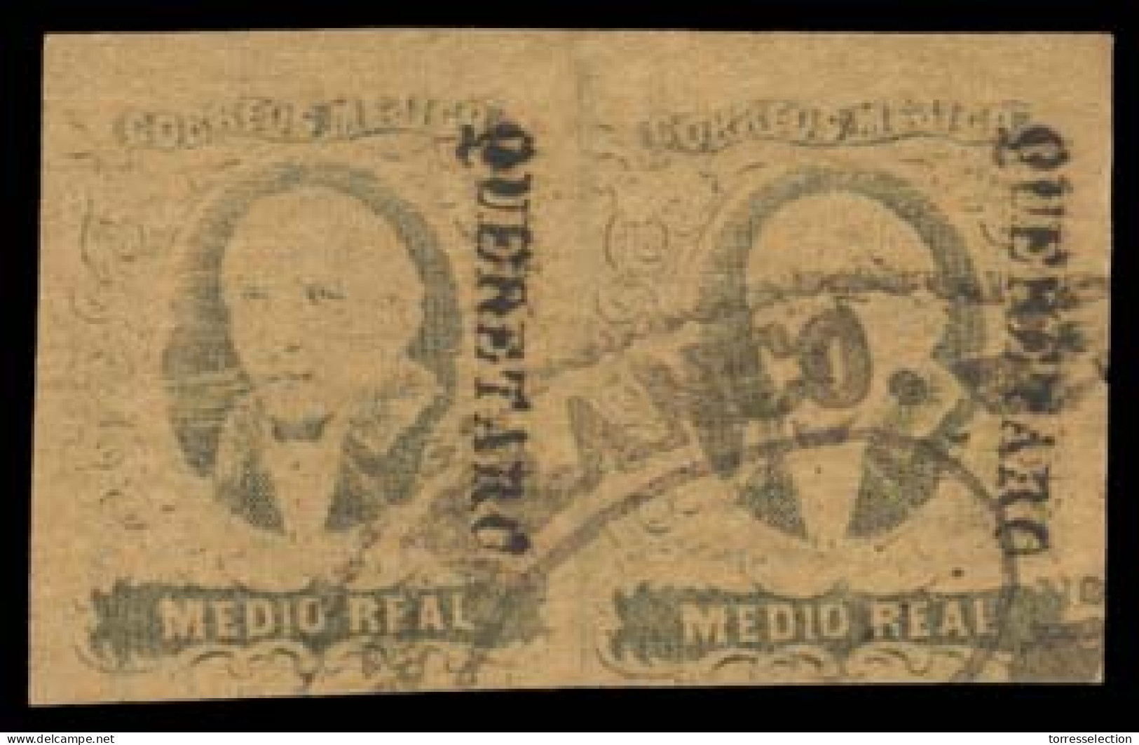 MEXICO. Sc. 6º. 1861 1/2  Rl Buff. Horizontal Pair, Good Margins. Queretaro District Name, Oval "Salamanca / Franco" (xx - México