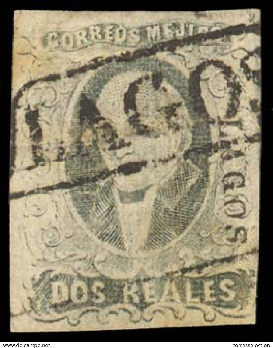 MEXICO. Sc. 8º. 1861 2rs Black / Pink. Lagos District With Box Cancel Sch. 664. Fine And Quite Scarce Item. - México