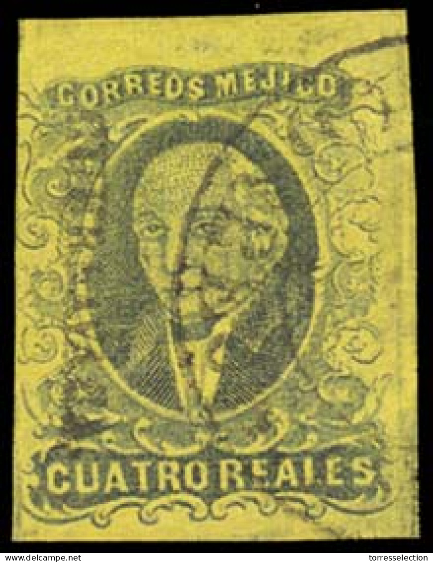 MEXICO. Sc. 9º. 1861 4rs Black / Yellow. Cuernavaca District + Cancel. Sch. 218. VF. - México