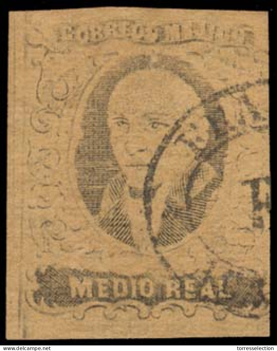 MEXICO. Sc. 6aº. 1861 1/2 Rl Buff, Good Margins, No Name (ACAPULCO), Oval Cancel. Sch. 4. Scarce And VF. - México