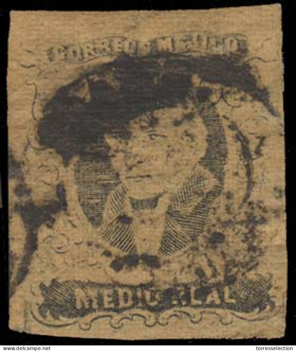 MEXICO. Sc. 6aº. 1861 1/2 Rl Buff, Large Margins, No District Name (ACAPULCO) Oval Cancel. Sch. 4. VF. - México