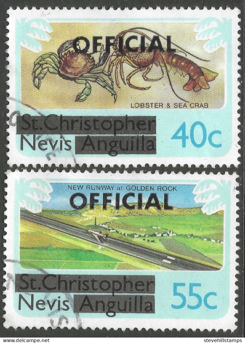 Nevis. 1980 Official. 40c, 55c Used. SG O4, O7. M3137 - St.Kitts And Nevis ( 1983-...)