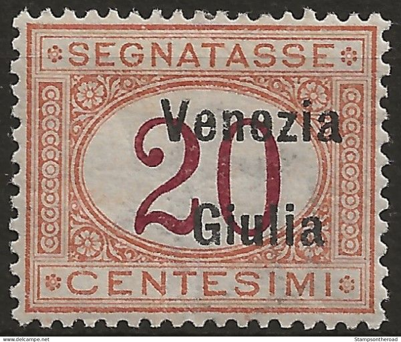 TRVGSx3L - 1918 Terre Redente - Venezia Giulia, Sassone Nr. 3, Segnatasse Nuovo Con Traccia Di Linguella */ - Vénétie Julienne