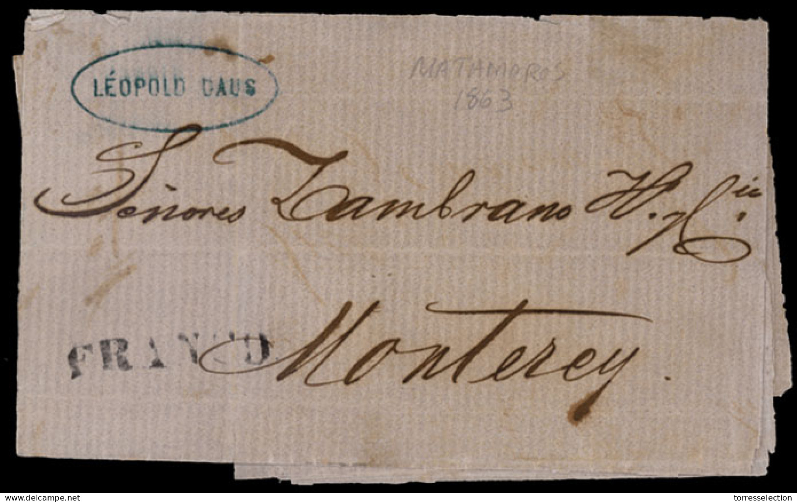 MEXICO - Stampless. 1863. EL. Matamoros To Monterrey. - México