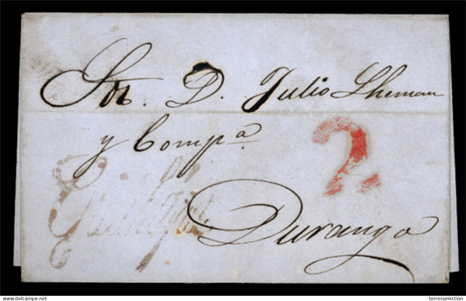 MEXICO - Stampless. 1850. Rodeo To Durango. E. Rodeo Pmk. "GUICHAPA" (**) In Red. Quite Good Strike. F-VF. - México
