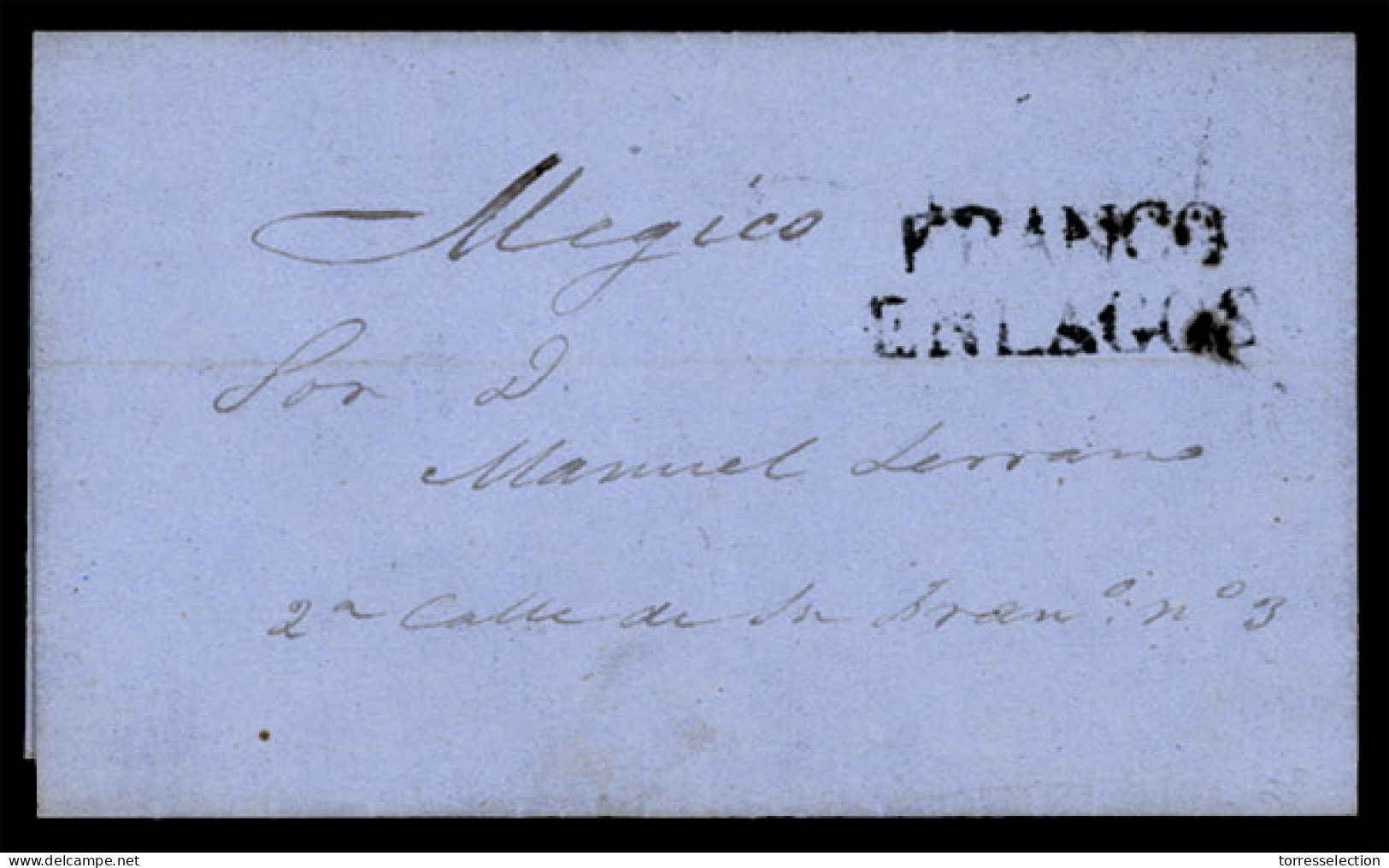 MEXICO - Stampless. 1862 (March 11). Lagos To Mexico. E.L. "2" Charge. Mexico Arrival Sello Negro VF. " FRANCO EN LAGO"  - México