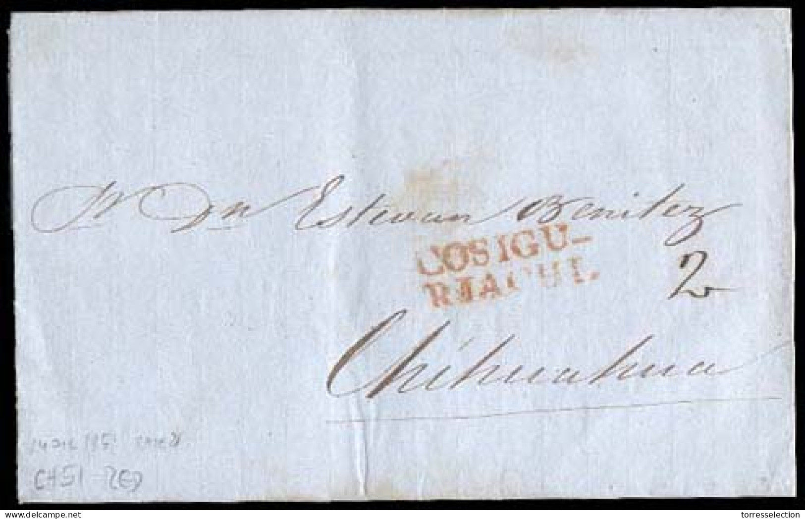 MEXICO - Stampless. 1851 (Dec. 24). Villa De La Concepcion To Chihuahua. EL. Red "COSIGU / RIACUI" (xxx/RR) + Manuscript - México