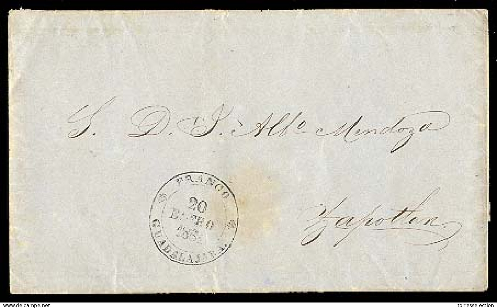 MEXICO - Stampless. 1861 (20 Jan.). Sello Negro. Early Period. Guadalajara To Zapotlan. Stampless E. "Franco / Guadalaja - México