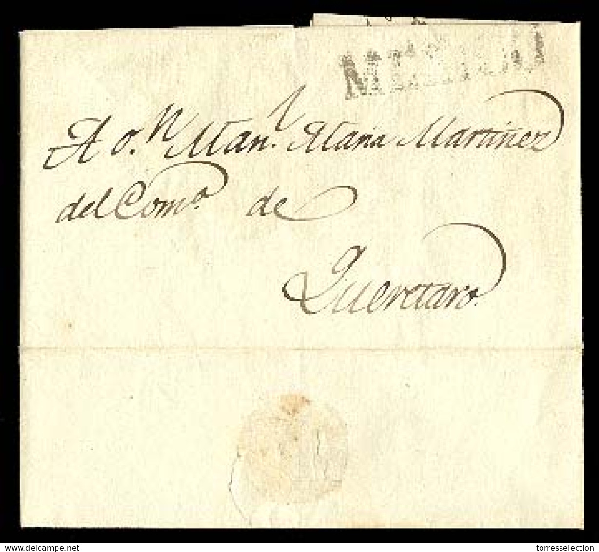 MEXICO - Stampless. 1817 (17 April). COLONIAL PERIOD. EL. Mexico To Queretaro. Straightline MEXICO (M9 Type) (x/xx). Fin - México