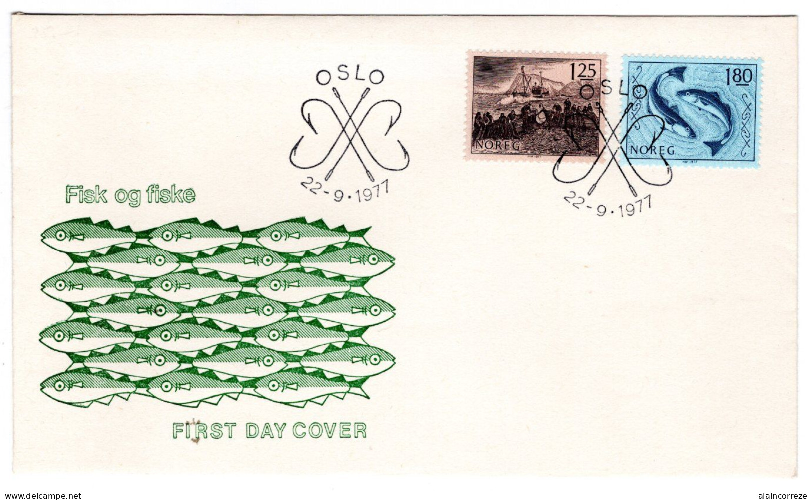 Norvège Oslo 1977 Thème Pêche Poisson Hameçon Simples Fishing - Lettres & Documents