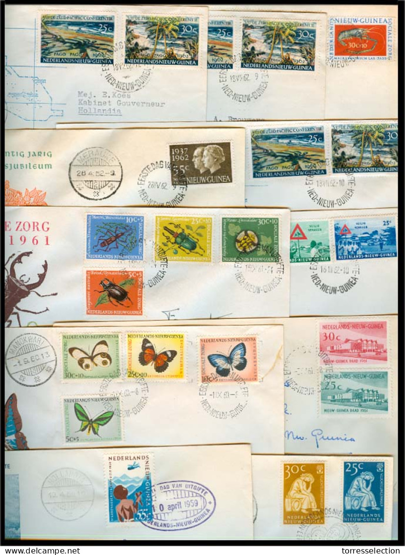 Neth New Guinea. 1959-62. 11 Diff FDC's / Thematics / Some Circulated / Fishes / Towns. VF. - Nouvelle Guinée Néerlandaise