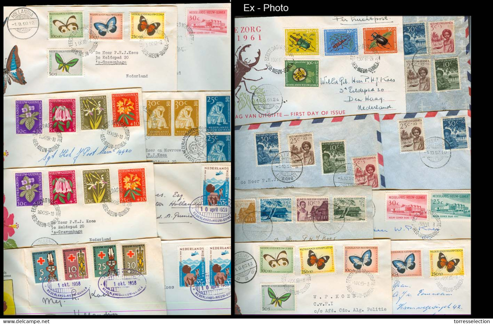 Neth New Guinea. 1956-62. 27 Diff Nice FDC's, All Diff Town Usages Biak, Fakfak, Merauke, Circulated To Mainland Or Loca - Nouvelle Guinée Néerlandaise