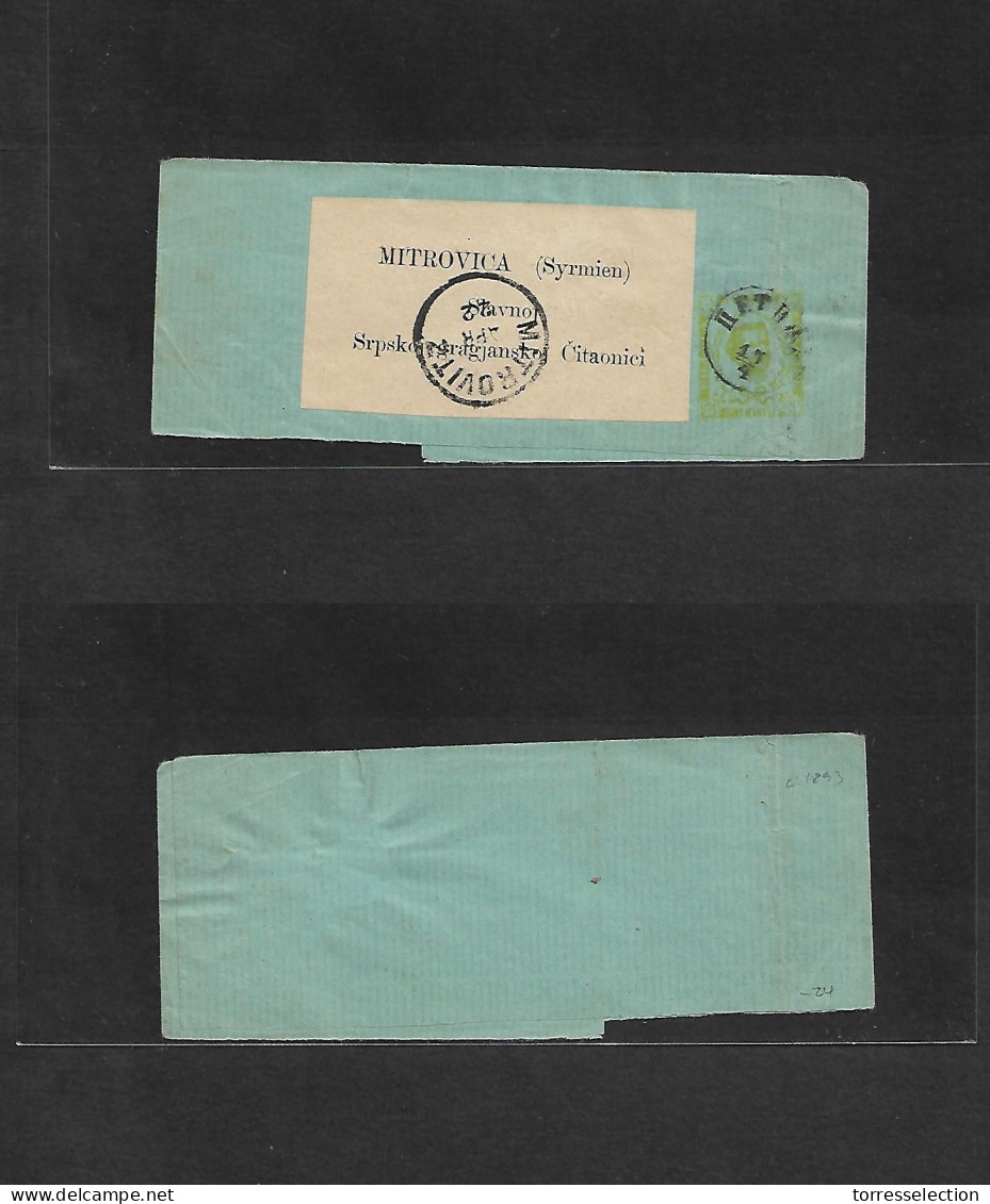 MONTENEGRO. C. 1893 (17 Apr) Cettinje - Mitronica, Kosovo (22 Apr) 5p Yellow / Greenish Complete Stat Wrapper With Arriv - Montenegro