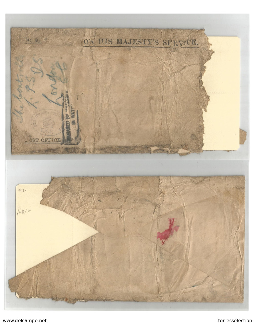 PALESTINE. 1917. EEF. OHMS "Damaged By Water Inmersion" Very Scarce Early Item. - Palestine