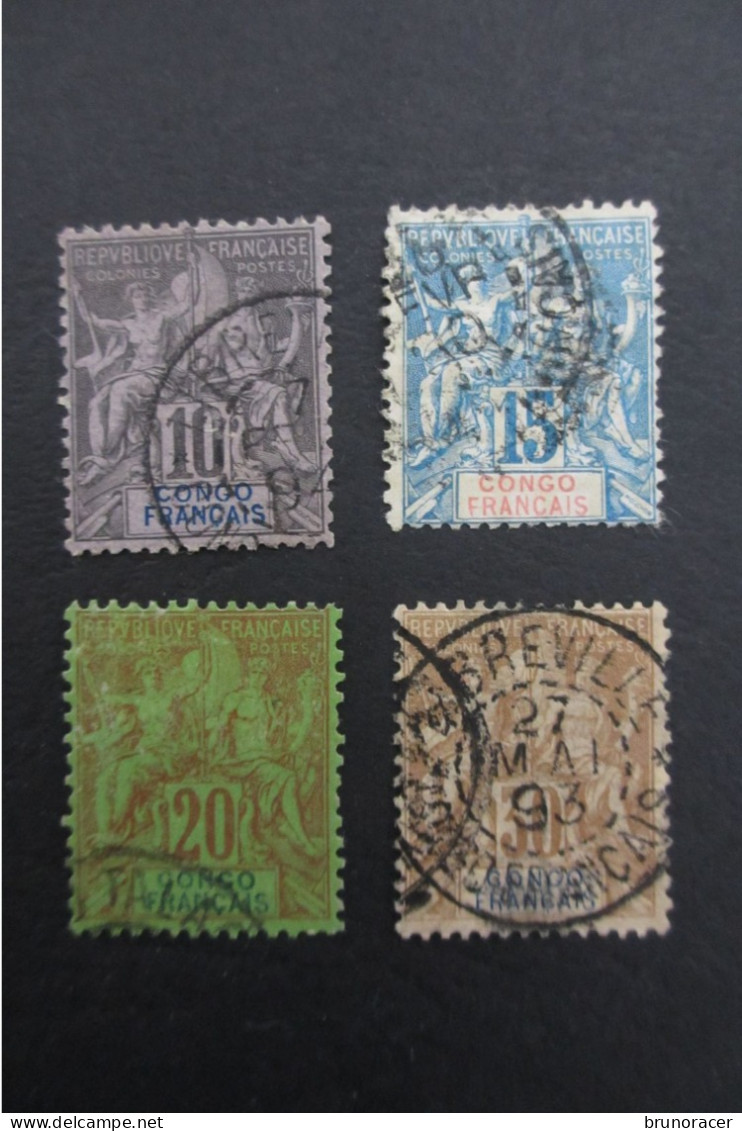 CONGO Fr. TYPE GROUPE N°16 à 18/20  Oblit. TB COTE 179 EUROS VOIR SCANS - Used Stamps