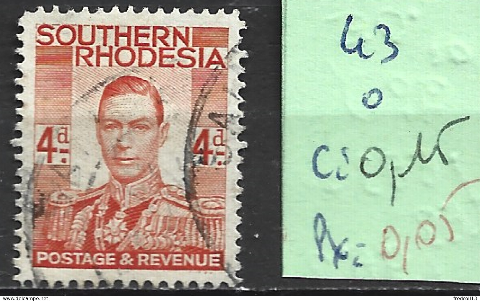 RHODESIE DU SUD 43 Oblitéré Côte 0.15 € - Rhodésie Du Sud (...-1964)