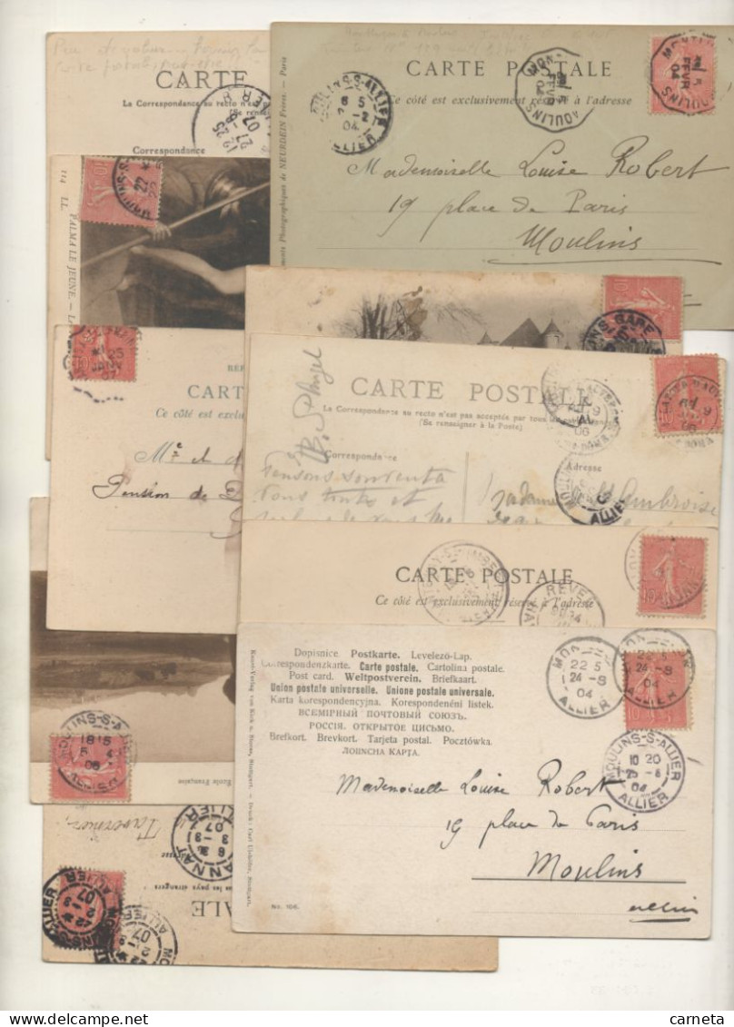 FRANCE   N°  129    LOT DE DIX CARTES POSTALES    OBLITERES   COTE 8.00€     TYPE SEUMEUSE LIGNEE ( 21 SCANS ) - 1903-60 Semeuse Lignée