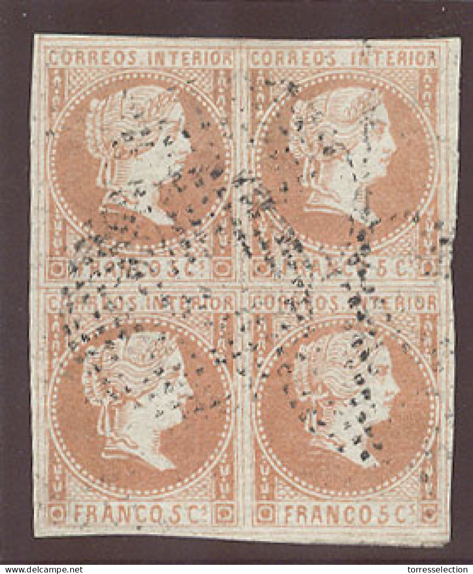 PHILIPPINES. 1858. Ed 7º X4 5c Variedad Color Rosa Bloque De Cuatro Buenos Margenes Y Mat. MB. - Philippinen