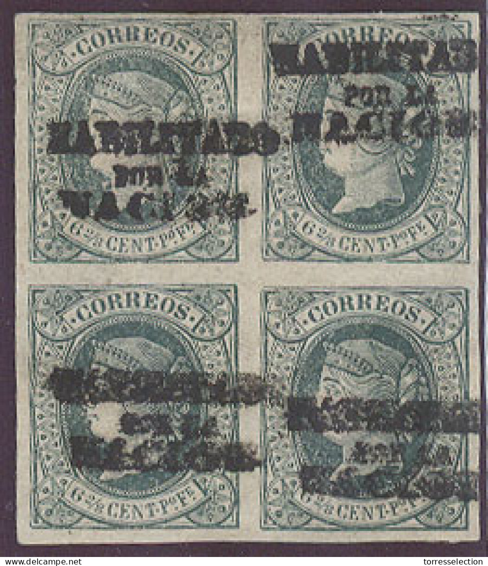 PHILIPPINES. C.1870-1. Ed 20N+ (x4). 6 2/8 Verde Bloque De 4 Nuevo Goma Original Margenes Completos Con Sobrecarga En Es - Philippines