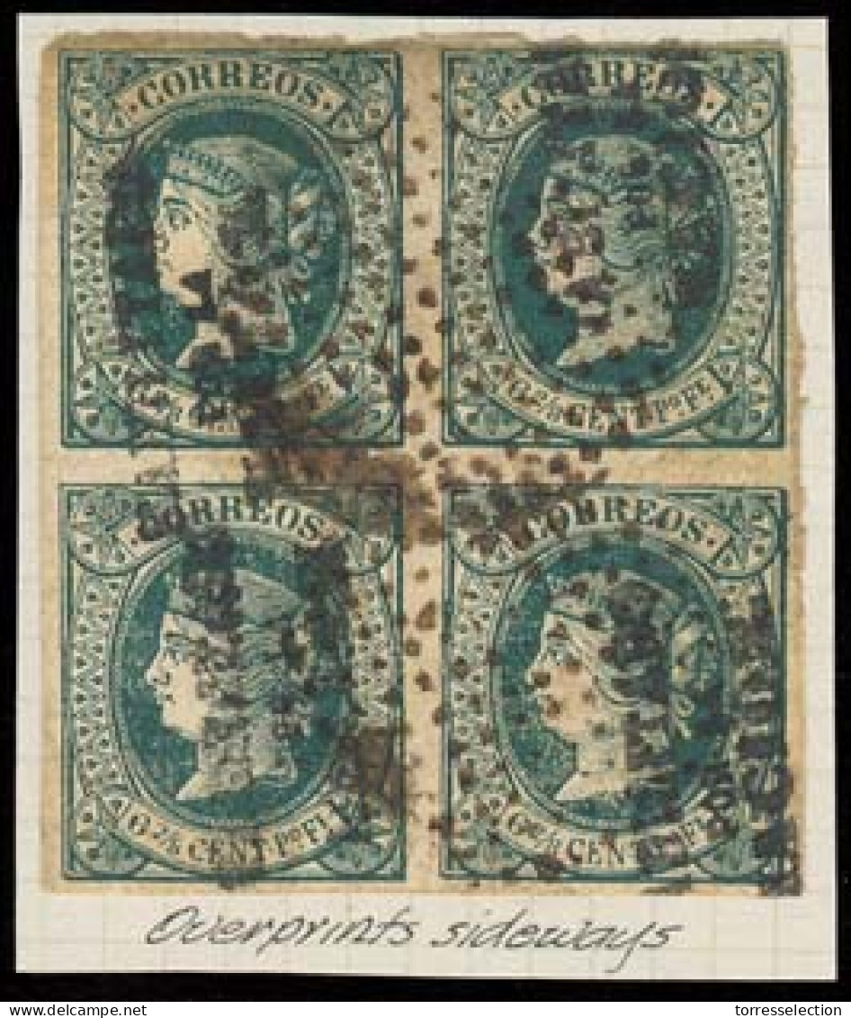 PHILIPPINES. 1869. 20Nº (4). HPN. 6 2/8c Verde, Bloque De 4 Usado, Buenos Margenes, Sobrecarga De Lado De Abajo-arriba. - Filipinas