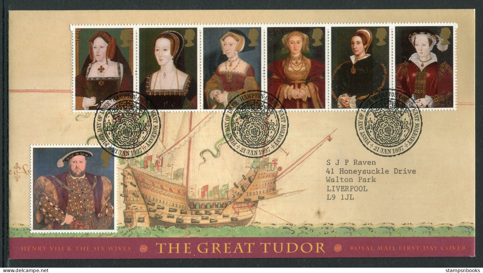 1997 GB The Great Tudor, King Henry 8th First Day Cover - 1991-2000 Em. Décimales