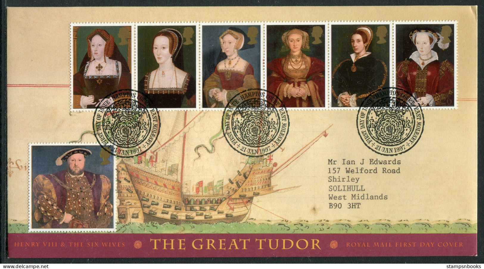 1997 GB The Great Tudor, King Henry 8th First Day Cover - 1991-00 Ediciones Decimales