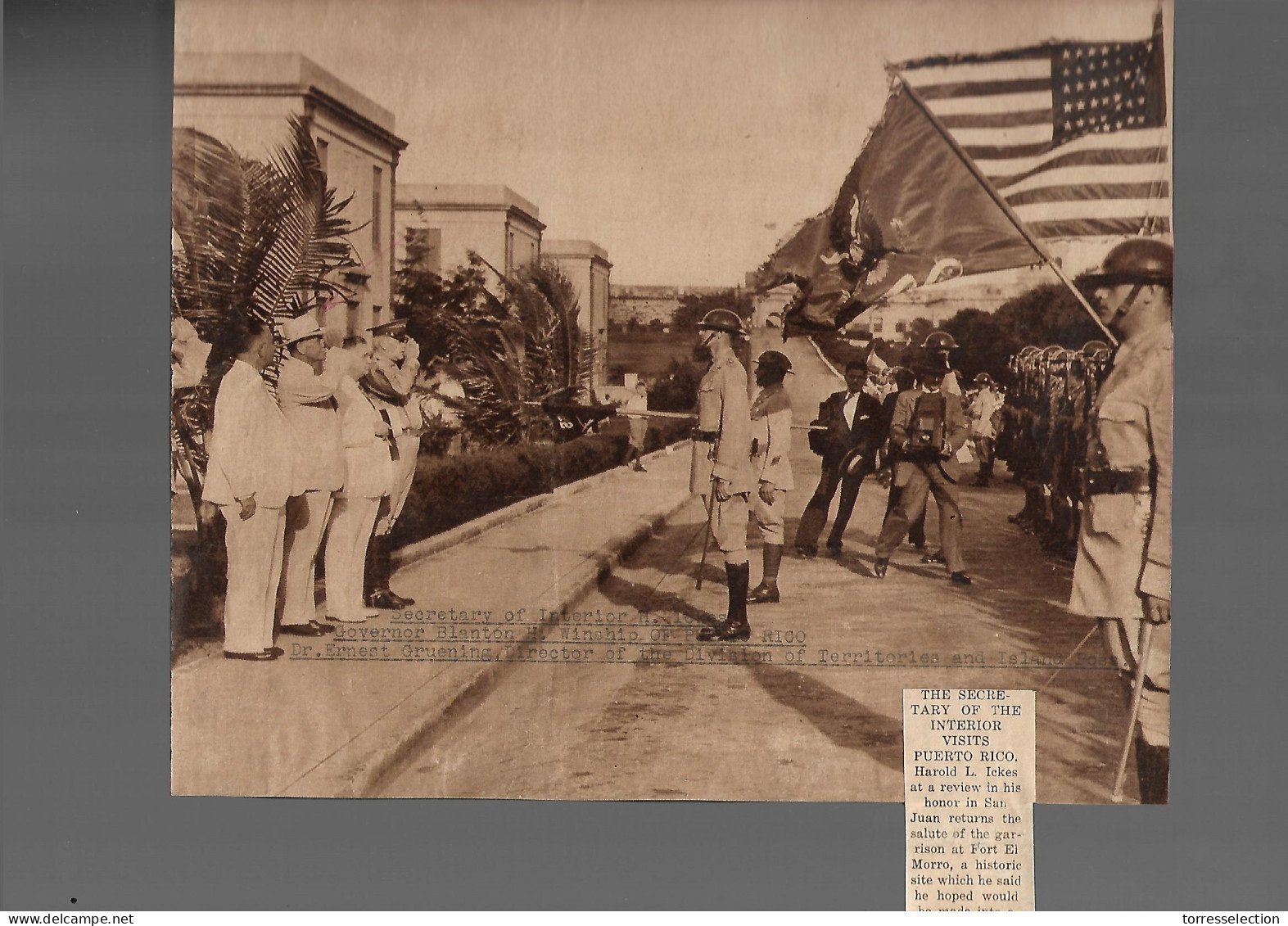 PUERTO RICO. C. 1920s. US Secretary Interior Visit To Puerto Rico. Harold Hyckes + Governor Blanton H. Winship. Historic - Puerto Rico