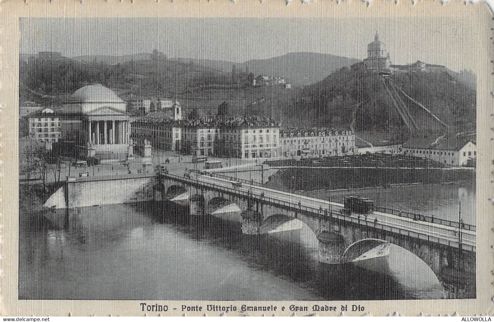 26449 " TORINO-PONTE VITTORIO EMANUELE E GRAN MADRE DI DIO " ANIMATA-TRAMWAY -VERA FOTO-CART. SPED.1913 - Ponti