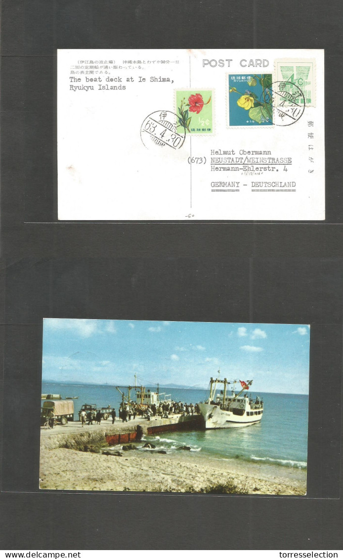 RYUKYU ISLANDS. 1963 (30 April) Shima - Germany, Neustadt. Fkd View Card Incl Early 4c Green Design Cds. Very Scarce Usa - Riukiu-eilanden