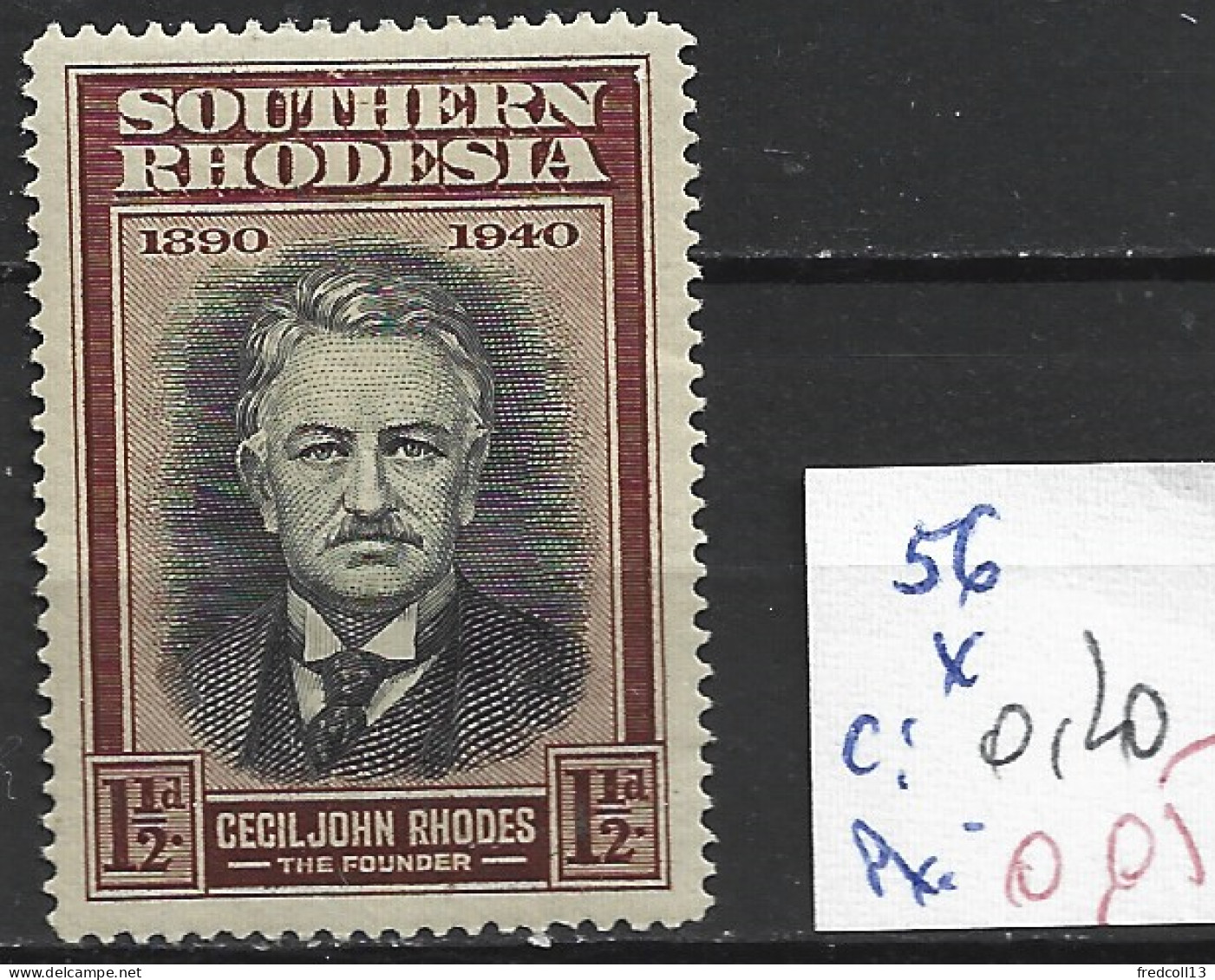 RHODESIE DU SUD 56 * Côte 0.20 € - Zuid-Rhodesië (...-1964)