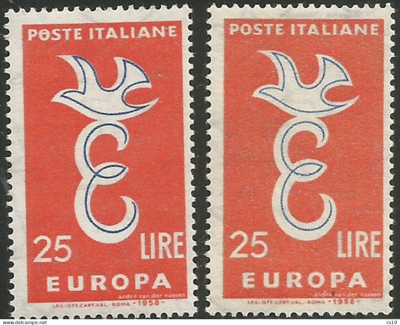 PeSTE Invece Di POSTE Italiane Varietà Riporto Su L.25 Europa CEPT 1958 Nuovo ** - Verzamelingen