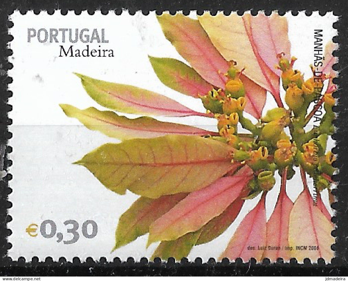 Portugal – 2006 Madeira Flowers 0,30 VARIETY Small Letters Mint Stamp - Usado