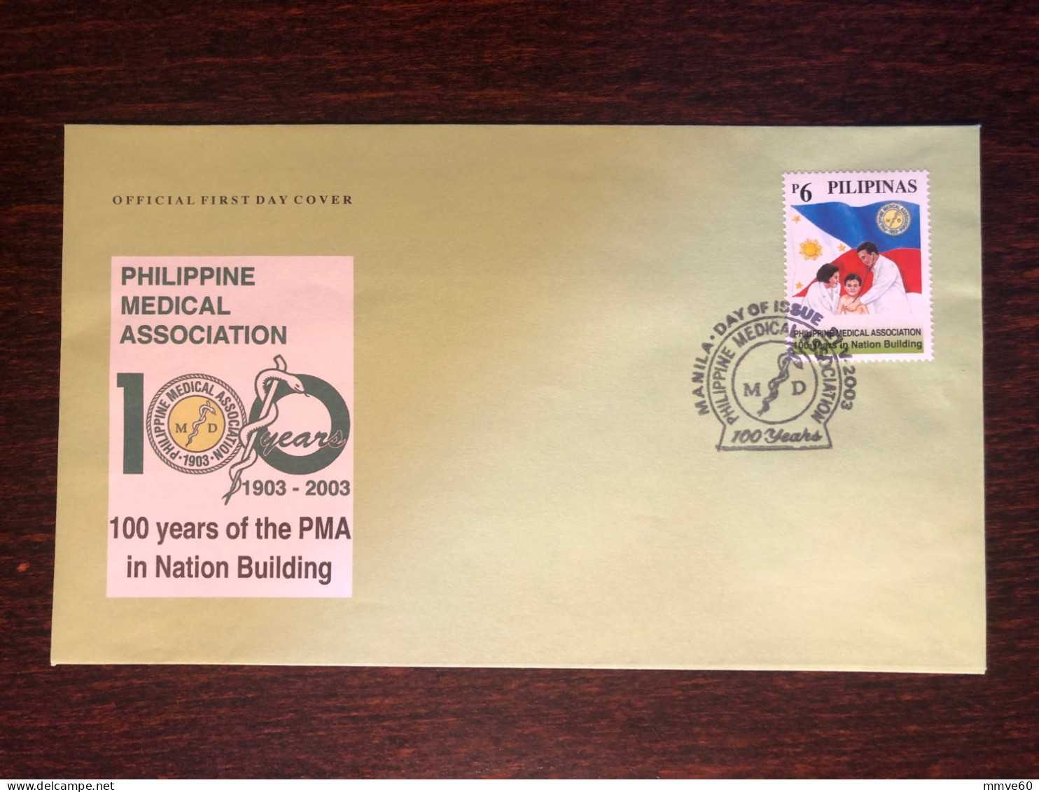 PHILIPPINES FDC COVER 2003 YEAR MEDICAL  ASSOCIATION HEALTH MEDICINE STAMPS - Filippine