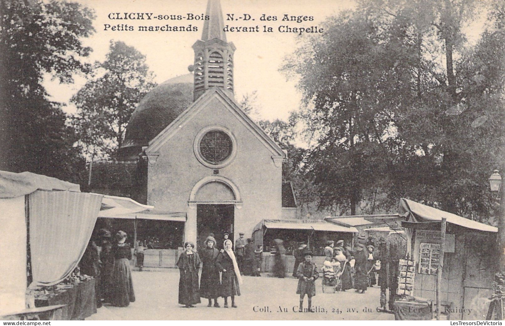 FRANCE - Clichy Sous Bois - Petits Marchands Devant La Chapelle - Animé - Carte Postale Ancienne - Clichy Sous Bois