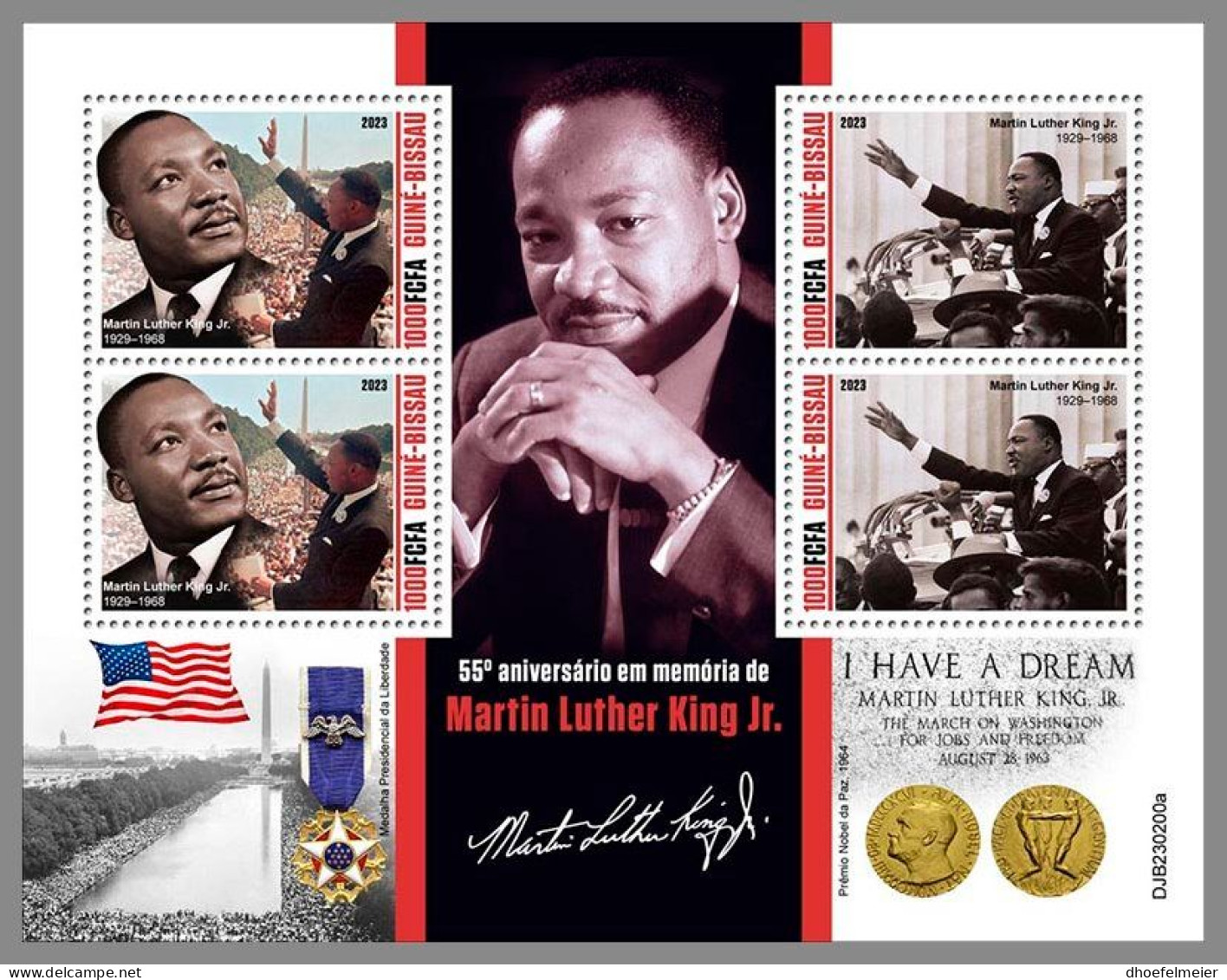 GUINEA-BISSAU 2023 MNH Martin Luther King Jr. M/S – OFFICIAL ISSUE – DHQ2412 - Martin Luther King