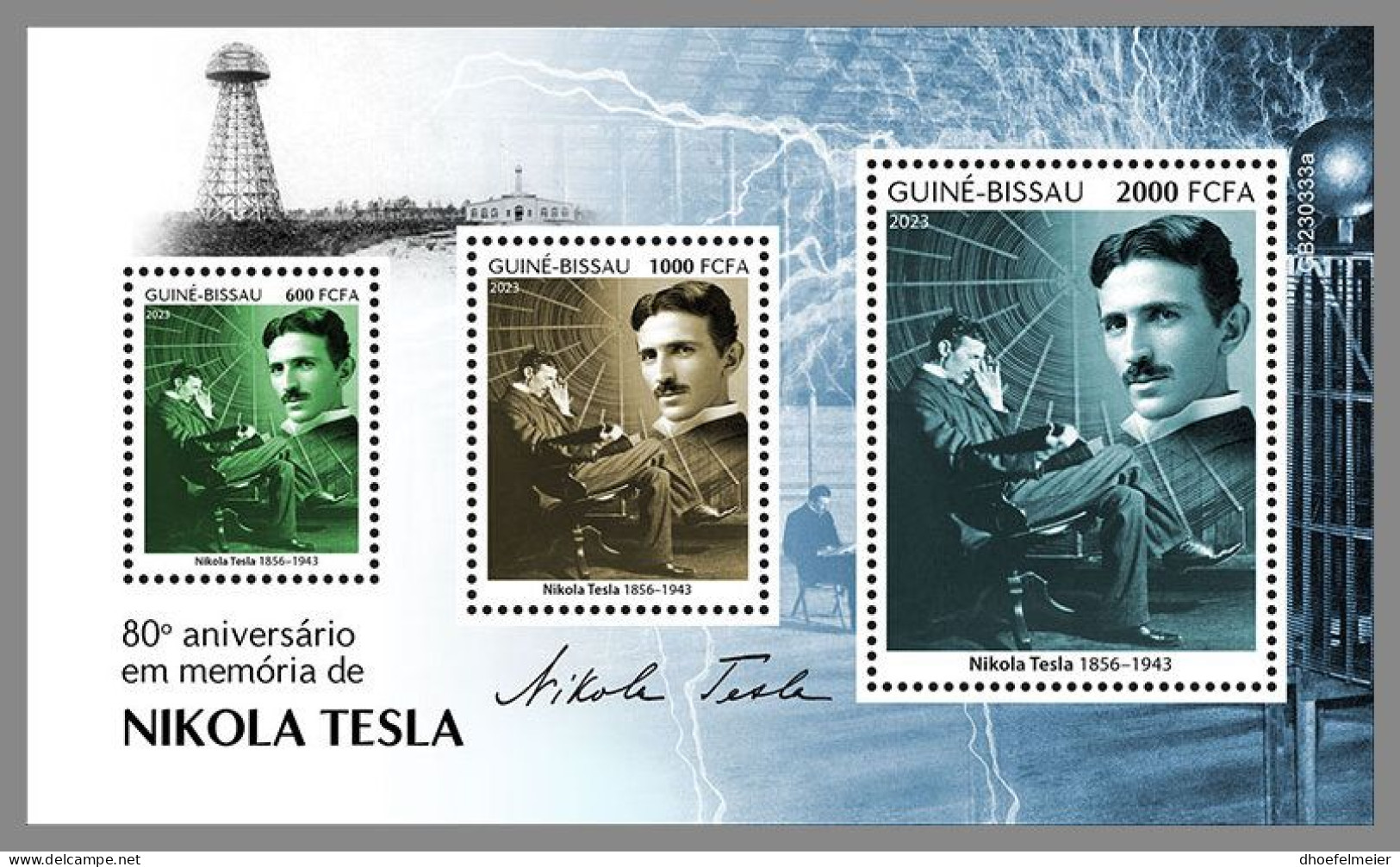 GUINEA-BISSAU 2023 MNH Nikola Tesla M/S – OFFICIAL ISSUE – DHQ2412 - Electricité