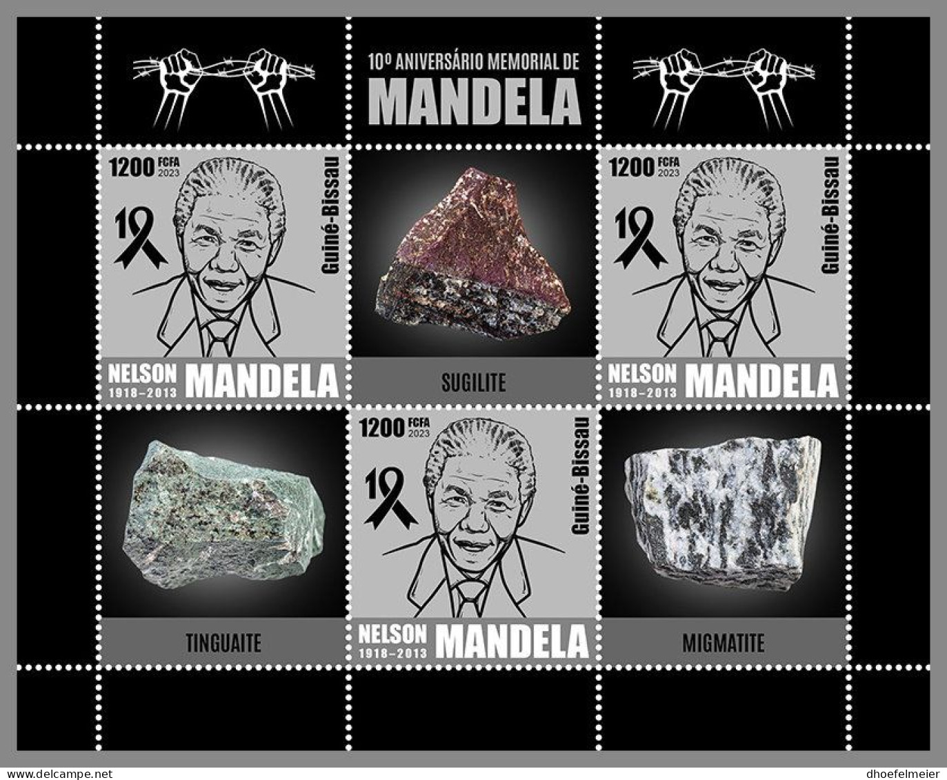 GUINEA-BISSAU 2023 MNH Nelson Mandela Minerals Mineralien M/S – OFFICIAL ISSUE – DHQ2412 - Minerales