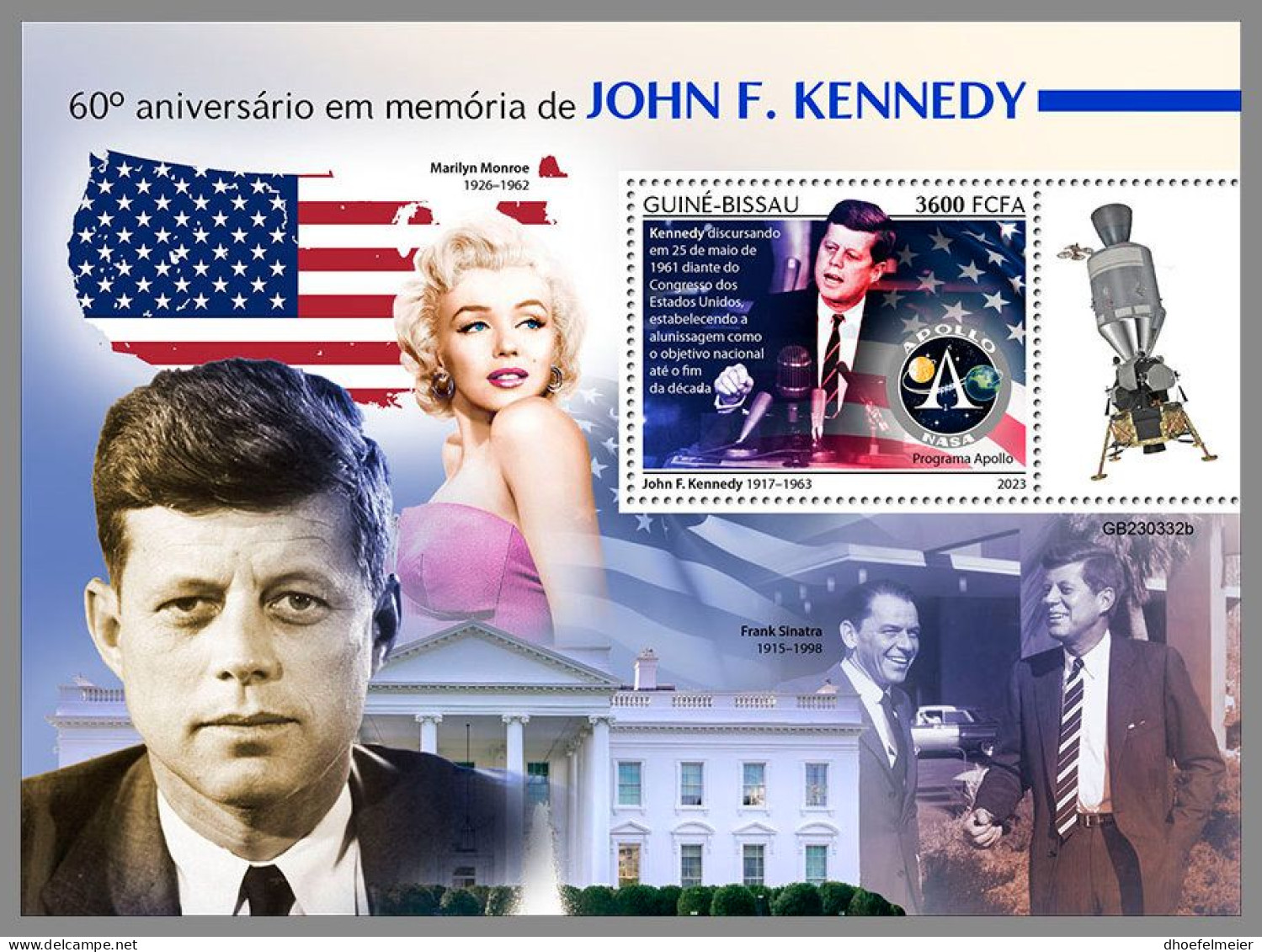 GUINEA-BISSAU 2023 MNH John F. Kennedy S/S – OFFICIAL ISSUE – DHQ2412 - Kennedy (John F.)