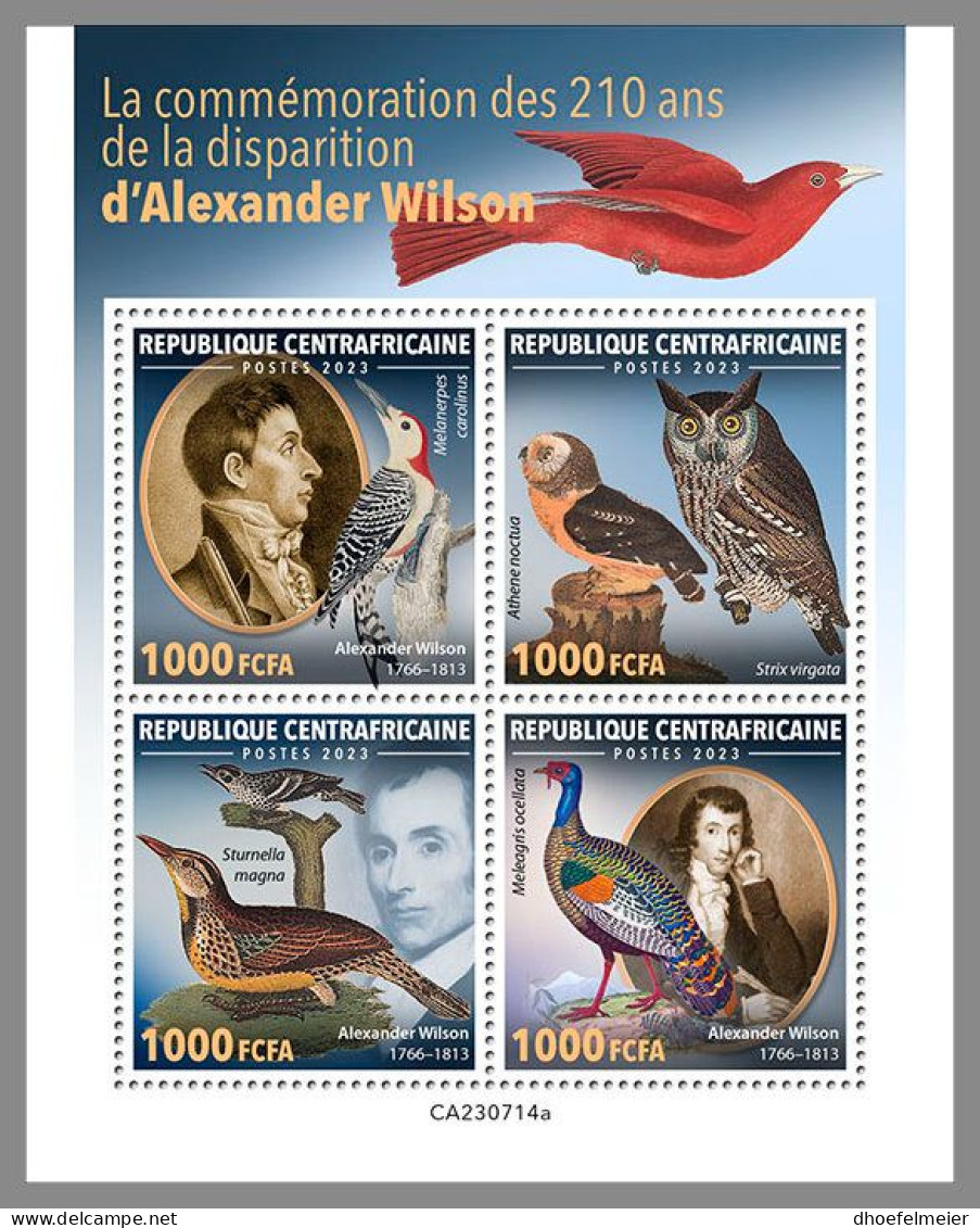 CENTRAL AFRICAN 2023 MNH Alexander Wilson Birds Vögel M/S – OFFICIAL ISSUE – DHQ2412 - Nature