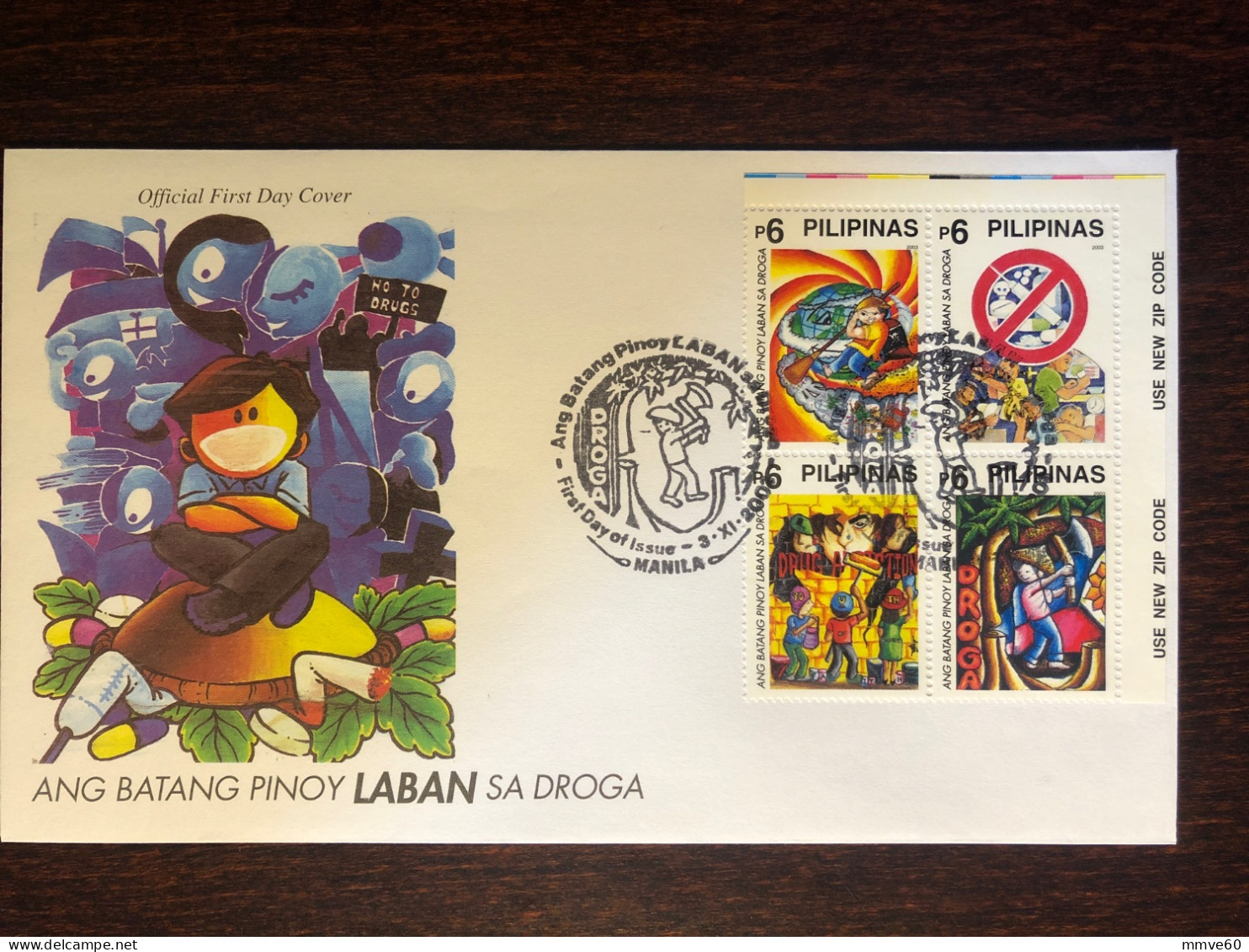 PHILIPPINES FDC COVER 2003 YEAR DRUGS NARCOTICS HEALTH MEDICINE STAMPS - Filippine