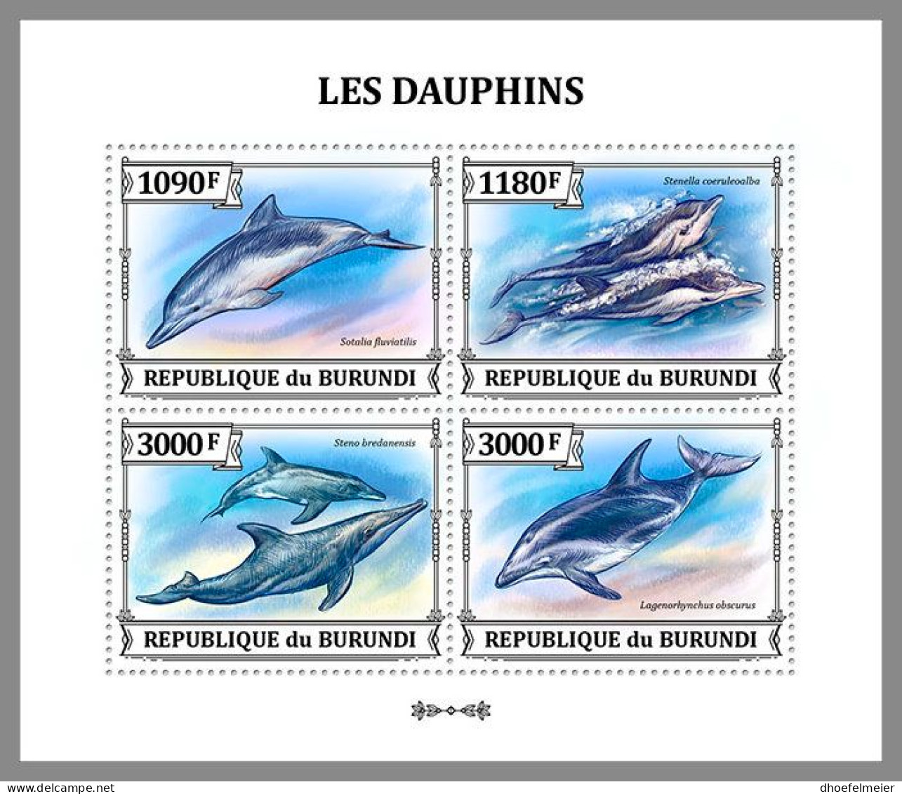 BURUNDI 2023 MNH Dolphins Delphine M/S – IMPERFORATED – DHQ2412 - Dauphins