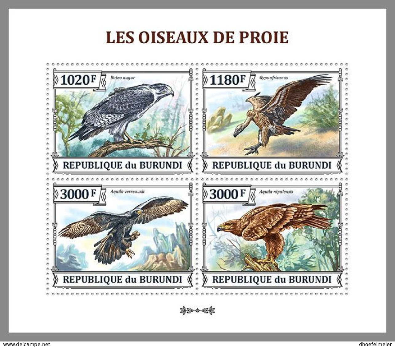 BURUNDI 2023 MNH Birds Of Prey Greifvögel Raubvögel M/S – IMPERFORATED – DHQ2412 - Águilas & Aves De Presa