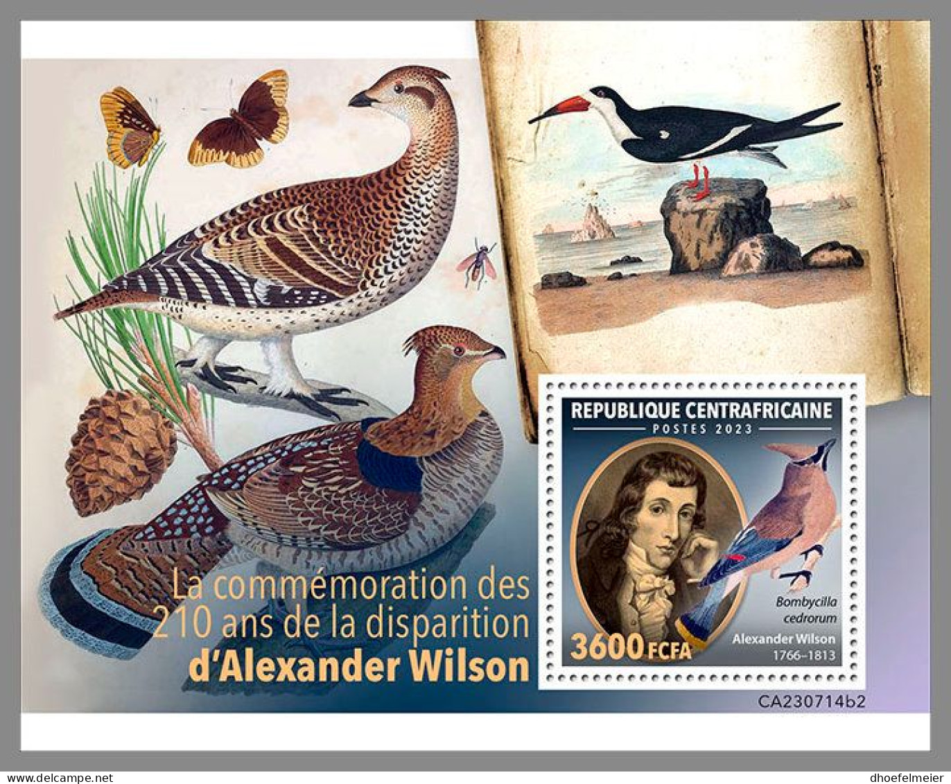 CENTRAL AFRICAN 2023 MNH Alexander Wilson Birds Vögel S/S II – IMPERFORATED – DHQ2412 - Natuur