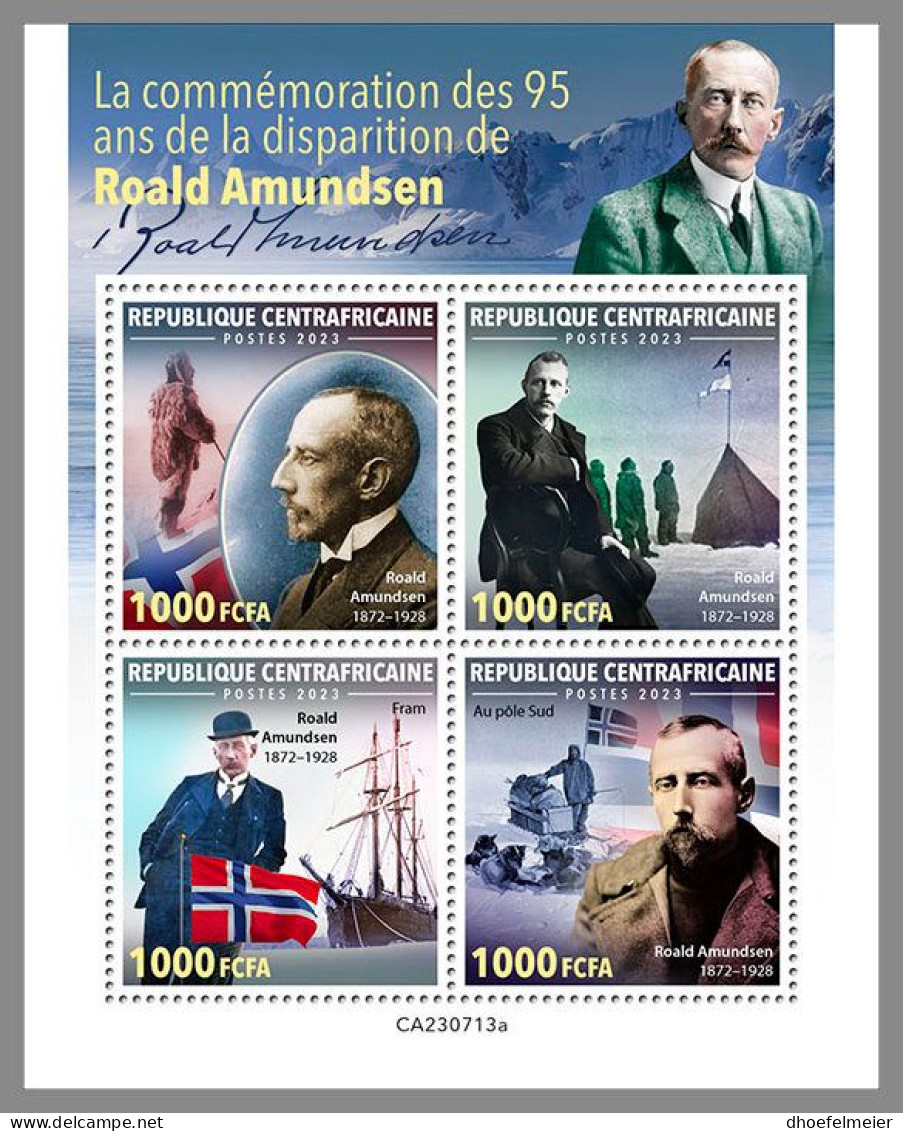 CENTRAL AFRICAN 2023 MNH Roald Amundsen Explorer Polarforscher M/S – IMPERFORATED – DHQ2412 - Polar Explorers & Famous People