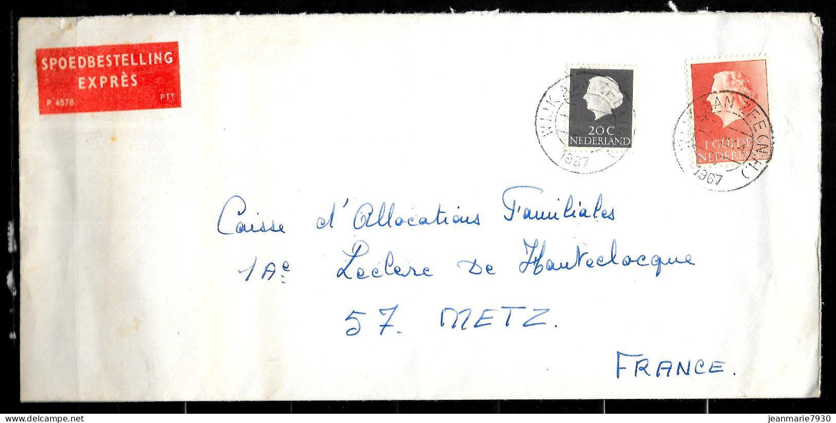 CC50 - PAYS BAS - LETTRE DE WIJK AAN ZEE DE 1967 POUR METZ - Covers & Documents