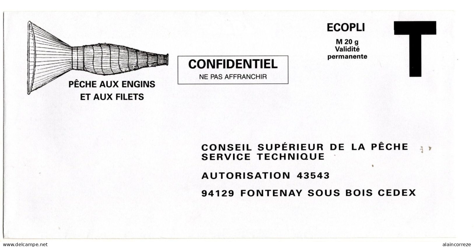 Enveloppe T De Correspondance Réponse Val De Marne Fontenay Sous Bois Thème Pêche Aux Engins Et Aux Filets Fishing - Cards/T Return Covers