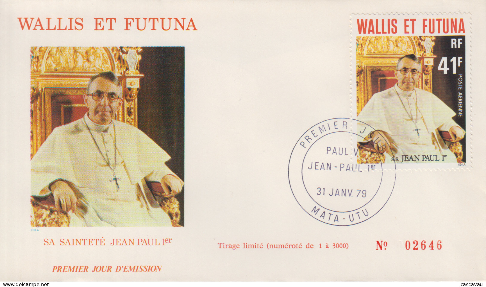 Enveloppe  FDC  1er  Jour    WALLIS  Et  FUTUNA     Pape   JEAN  PAUL  1er      1979 - FDC