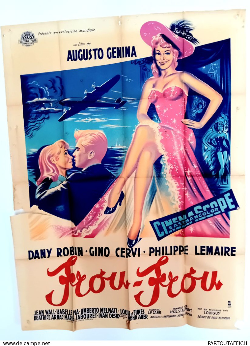 Affiche Ciné Orig FROU FROU De Funes 120X160 Gino CERVI Mylene DEMONGEOT 1955 Litho - Affiches & Posters