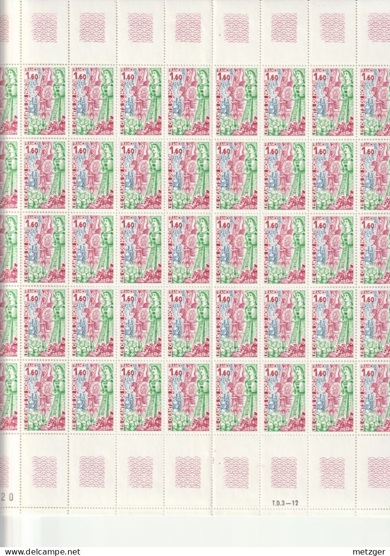 Feuille Complète De 50 Timbres Du N° 2076 Les Géants Du Nord - Feuilles Complètes